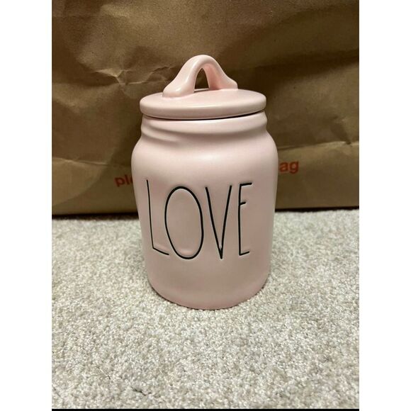 Rae‎ Dunn pink LOVE Canister - Picture 1 of 4
